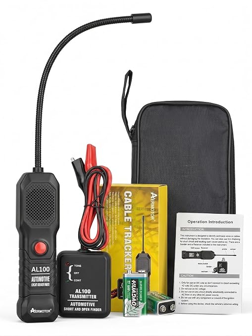 AL100 Wire Tracer Electrical Automotive Short and Open Finder Automotive Circuit Tester Break Finder Fault Probe Wire Detector Tool Electrical DC 6-42V for DIY,Home Use,Mechanic
