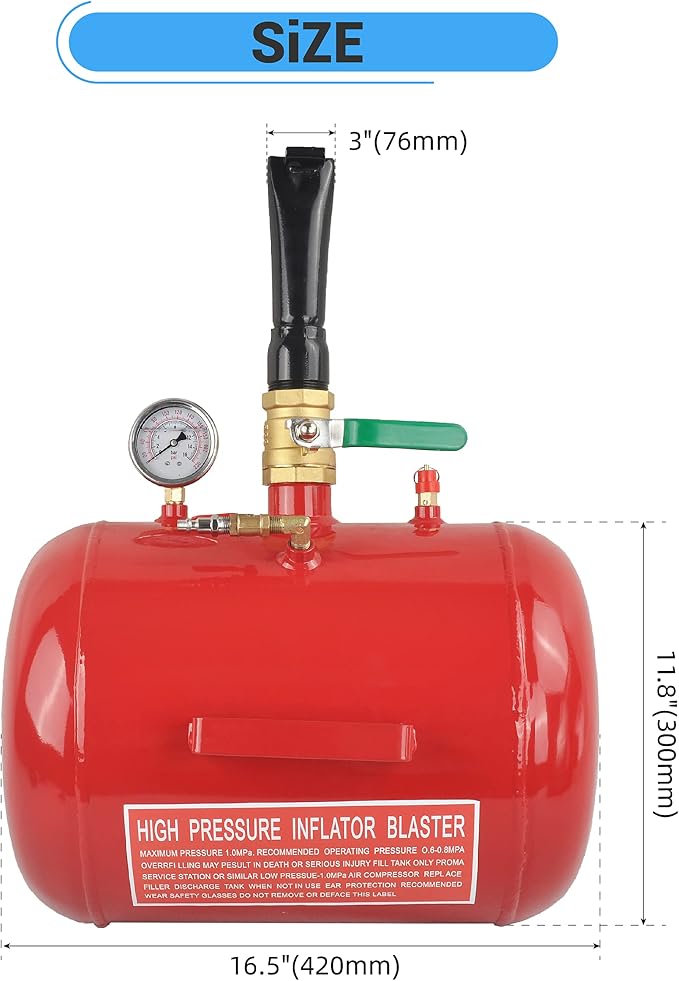 7.5 Gallon Air Tire Bead Seater 110 PSI Blaster Tool Seating Tire Inflator with Gauge by GESEXI - Car Truck ATV Tire Inflator Tank,Red
