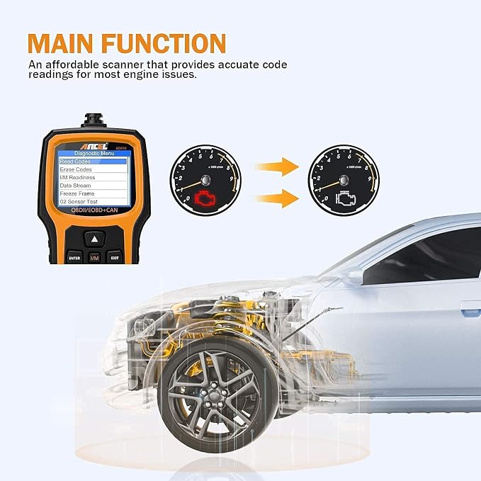 ANCEL AD410 Enhanced OBD II Vehicle Code Reader Automotive OBD2 Scanner with ANCEL Protective Case Storage Bag