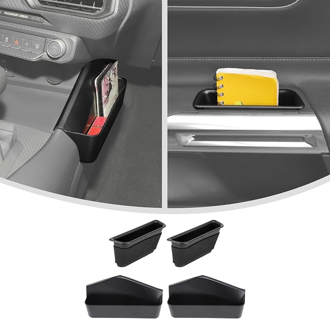 Linskip Center Console Organizer Kit for Ford Mustang Ecoboost, GT, Dark Horse 2024 2025 2026+, Center Console Side Pocket + Door Insert(Black)