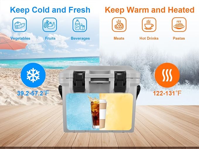 Monoprice Emperor 15 Portable Refrigerator 15L with Car Plug Adapter, 12V DC for Car/SUV/Truck/Van/RV, Chiller/Warmer, Holds Up to 19 Cans, Rotomolded Construction, Integrated Handle and Bottle Opener