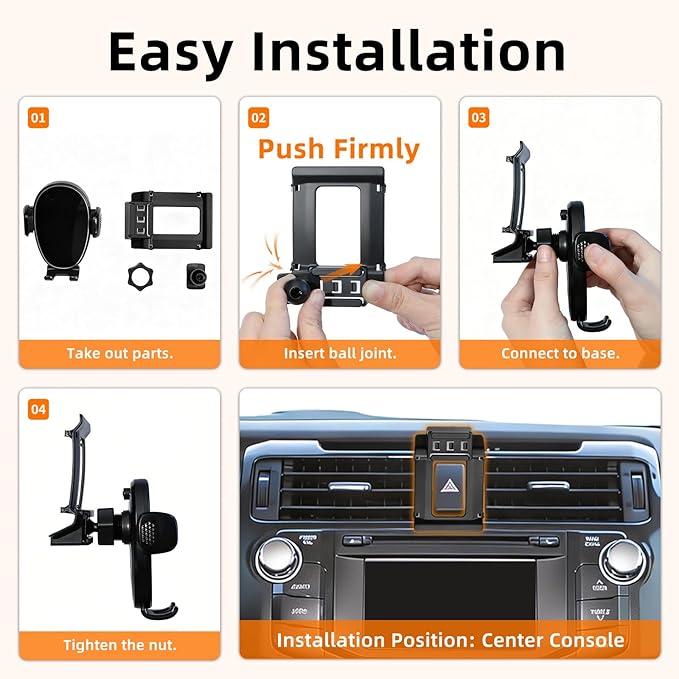Phone Mount for Toyota 4Runner (2010–2024 5th Gen), 360° Adjustable Dashboard Phone Holder, Hands-Free Car Smartphone Mount for iPhone, Google & Android, Toyota 4Runner Interior Accessories, Car Gifts