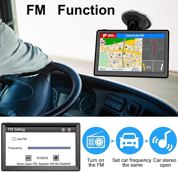 GPS Navigator for Car with 2026 Latest Maps Free Update, 7 Inch Car GPS Navigation System for Truck Commercial Drivers with POI/Zip Search, Voice Turn Guidance, Speedcam Red Light Alerts, 7 Vehicles