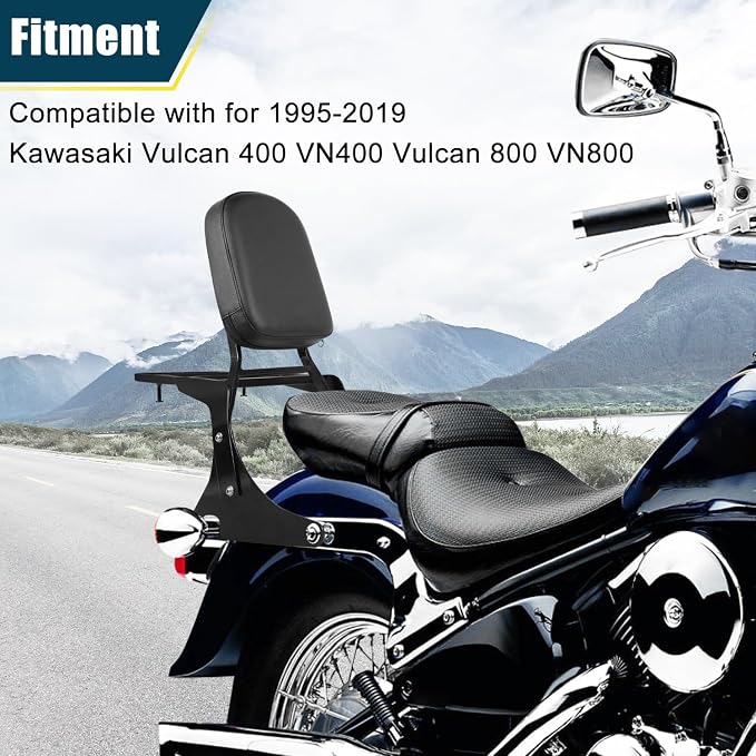Motorcycle Passenger Backrest Sissy Bar With Back Rest Cushion Pad And Luggage Rack Compatible With For Kawasaki Vulcan 400 VN400 Vulcan 800 VN800 1995-2019 Backrest
