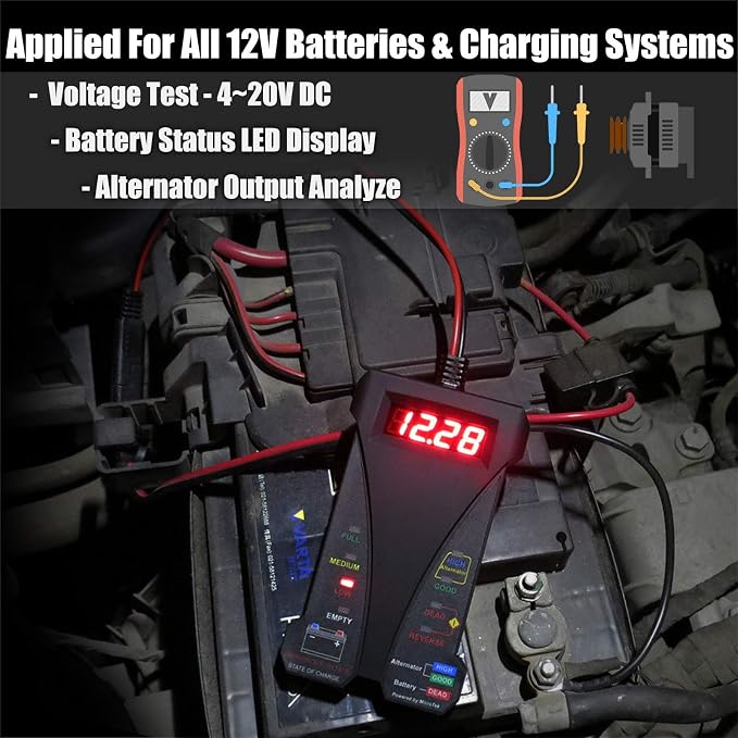 MOTOPOWER MP0514A 12V Battery Tester with MP69033 Car OBD2 Code Reader Scanner