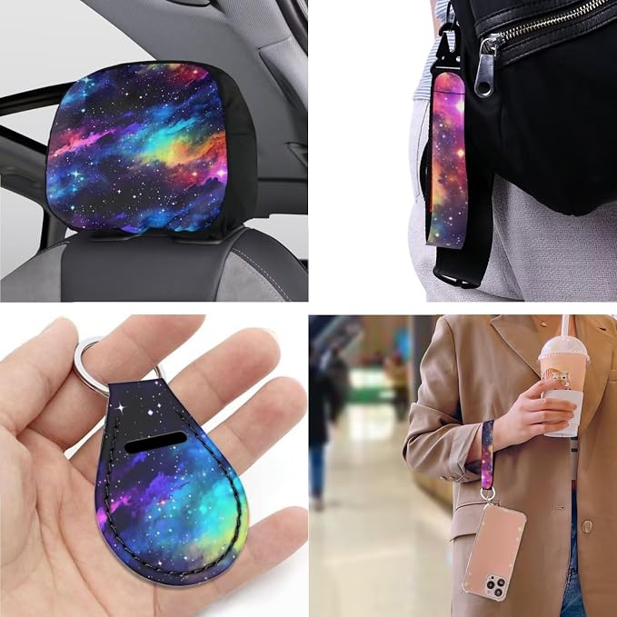 Starry Sky Car Seat Cover Full Set Colorful Galaxy Universe Outer Space Painting 13 Pcs Print Front/Rear Split Bench Protection Universal Fit for Auto Truck Van SUV