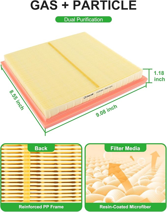 Cabin and Engine Air Filter Combo for 2020-2025 Subaru Outback, 2018-2024 Crosstrek, 2019-2025 Ascent, 2017-2026 Impreza, 2020-2025 Legacy, 2025-2026 Forester. Replace 72880-FL500,16546-AA16A