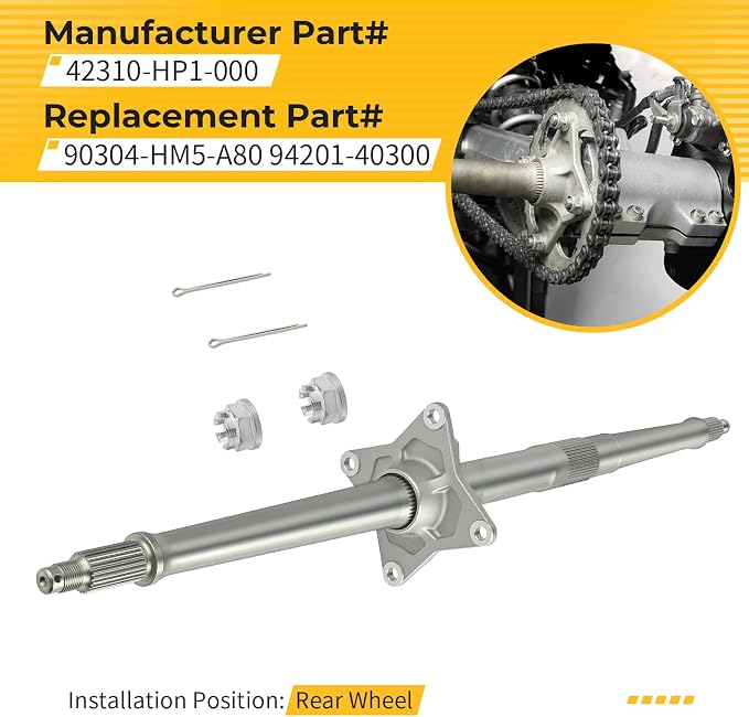 M MATI Rear Wheel Axle Shaft for Honda TRX450R 2004-2009 TRX450ER 2006-2014 42310-HP1-000 90304-HM5-A80 94201-40300