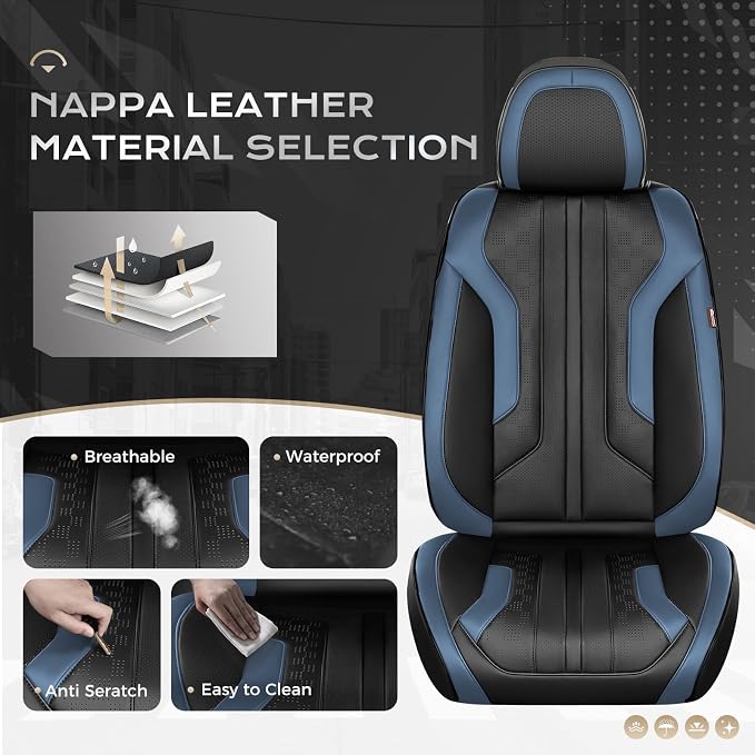 Coverado Car Seat Covers, Front Covers for Cars, Car Seat Cover Front Seats, Automotive Seat Cover, Waterproof, Leather Car Seat Cushion, Universal Interior Covers Seat Protectors for Most Cars