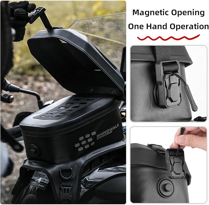 Rhinowalk Motorcycle Tank Bag and Backpack, 5.6 Liter Touchscreen Waterproof Sports Backpack for Motorcycle Riding, Hiking, Cycling, Camping - Expandable MOLLE System