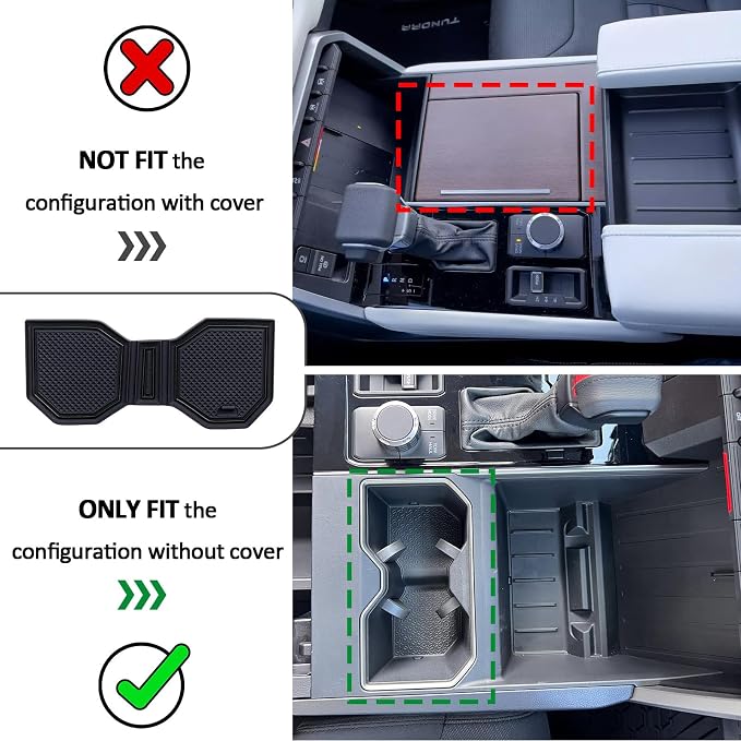 TOPINSTALL Center Console Tray and Rubber Liners Compatible with 2022 2023 2024 Toyota Tundra Accessories, Anti-Dust Dress Up The Interior-Black