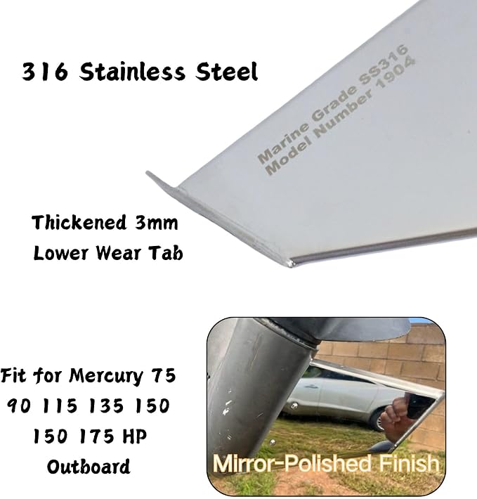 27061 Outboard Skeg Protector Guard for Mercury 70-175 HP Motor | SeaSierra-5004 Lower Unit Skeg Cover, Damage Repair, 70 90 115 135 140 150 175 HP, Marine Grade 316 Stainless