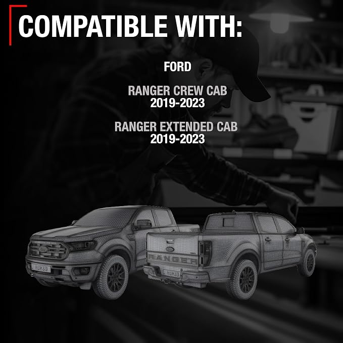Rear View Backup Camera, Reverse Park Assist - Compatible with 2019-2023 Ford Ranger Crew Cab, 2019-2023 Ford Ranger Extended Cab - OEM KB3Z19G490B, FO1960185