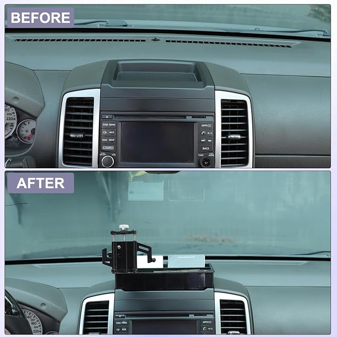 Dash Organizer Tray with Phone Holder Compatible with Nissan Frontier 2009-2017,ABS Car Dashboard Storage Box Organizer Holder Tray Mobile Phone Mount Interior Accessories (Style-D)