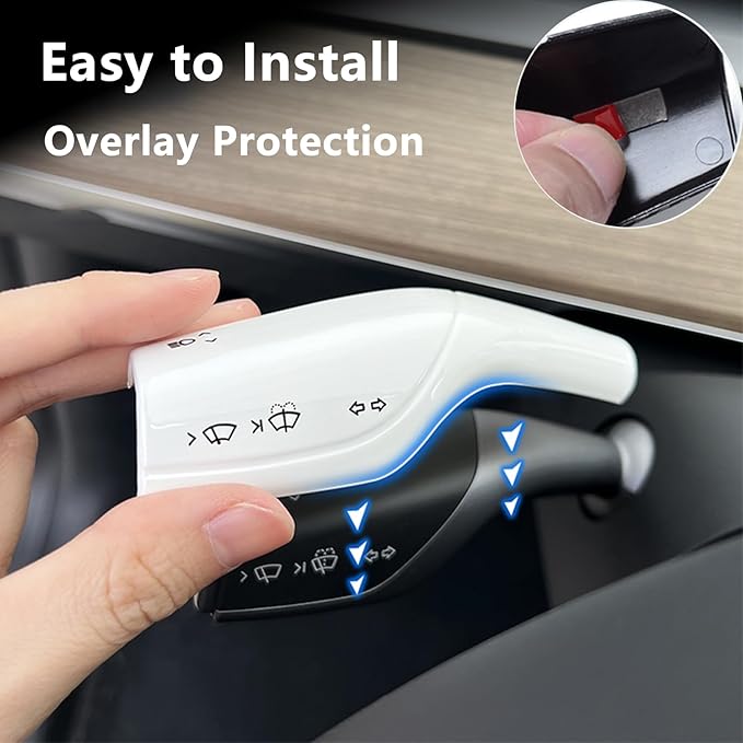 Fit 2021-2023 Model 3 Model Y Column Gear Shift Cover Best Model Y Steering Wheel Interior Protection Accessories Frame Patch ABS Material Matte Surface (Matte White)