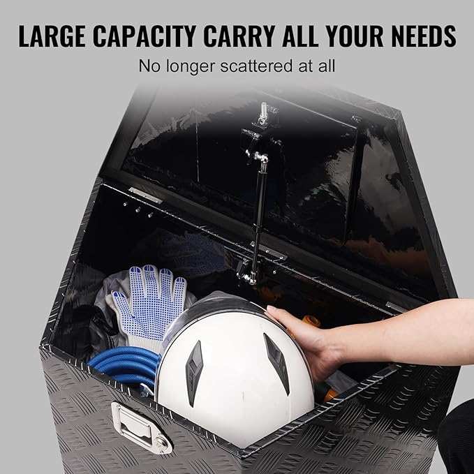 VEVOR Trailer Tongue Box, Heavy Duty Trailer Tongue Tool Box Storage Organizer with Lock & Keys, Utility Tool Chest for Pickup Truck Bed, RV, SUV, Off-Road Vehicle, Aluminum, 29" x 16.2" x 18", Black