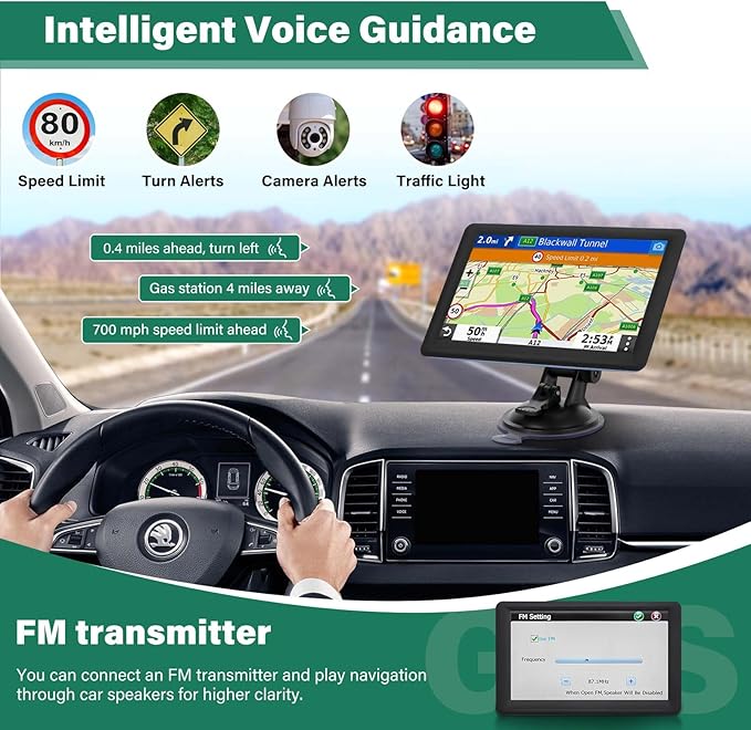 GPS Navigator for Car Truck RV, 7-Inch Car GPS with 2026 Maps Free Lifetime Updates, Voice Guidance, Speed Camera Alerts, Custom Truck Routing, Turn-by-Turn Voice Guidance (Blue)