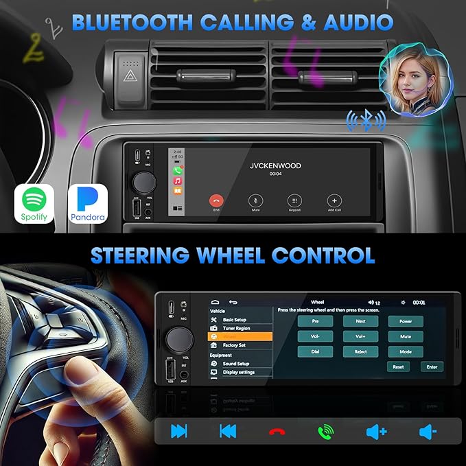 AKAMATE Single Din CarPlay Stereo: Android Auto Touchscreen Car Radio for Classic Vehicles - 6.5 Inch IPS Display GPS Navigation Voice Control Bluetooth AM FM Type-C Charge USB AUX