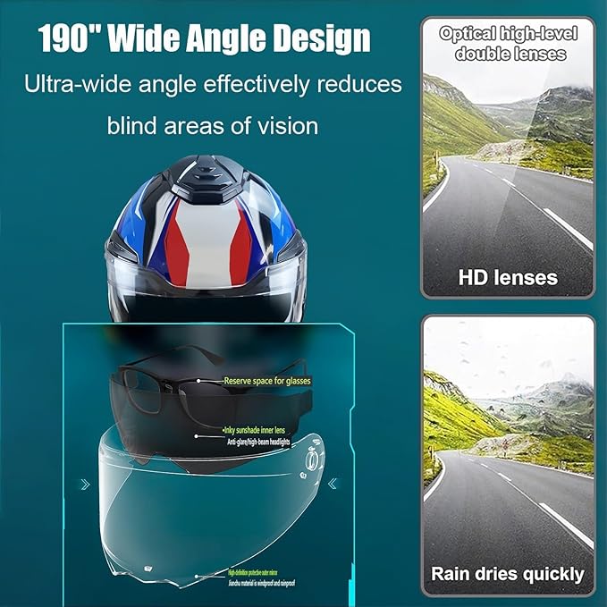 Bluetooth Modular Motorcycle Helmet with Dual Visors, DOT ApprovedBuilt-in Sun Shield, Removable Washable Liner for Adults Men Women, Casco Moto Hombre Mujer