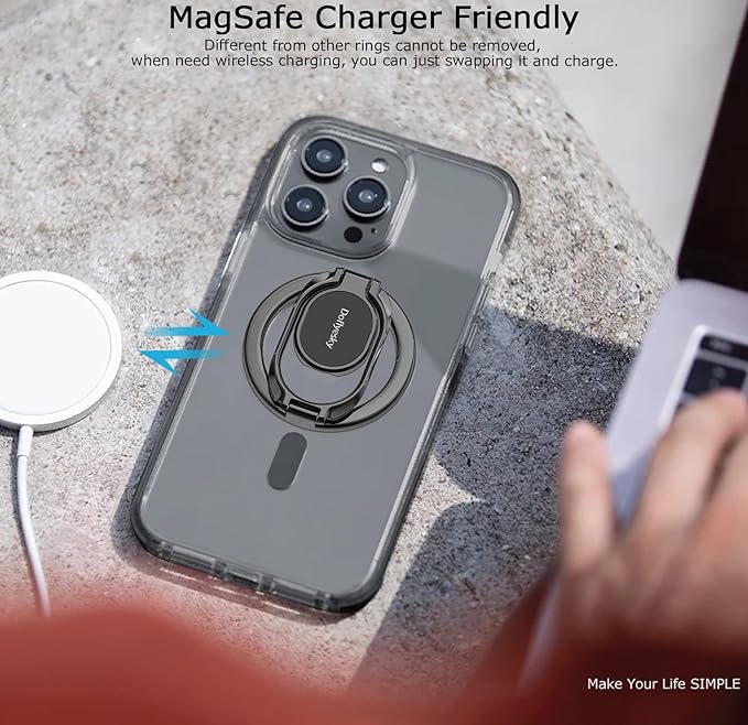 Doflyesky Magnetic Phone Ring Holder for iPhone, Double Adjustable Gym Phone Grip Holder and Stand Removable for Magsafe Case, iPhone 17/16/15/Pro Max Plus SE