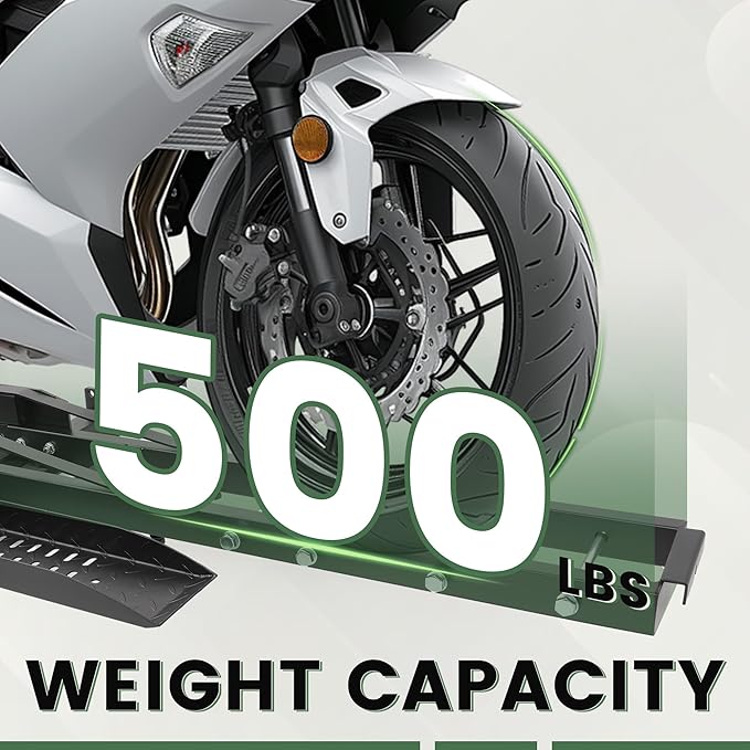 ECOTRIC 500LB Hitch Mount Motorcycle Carrier Transportation Racks Hitch Mount Rack Dirt Bike Hitch Truck Heavy Duty Steel Powder Coated Black w/Loading Ramp Tilt Stability Locking Device