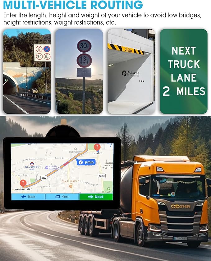 GPS Navigator for Car, Truck GPS with 7'' Touchscreen, Free Lifetime Updates, Car Navigation System with Turn-by-Turn Voice Guidance, Speed & Red Light Warning for All Cars (Black)