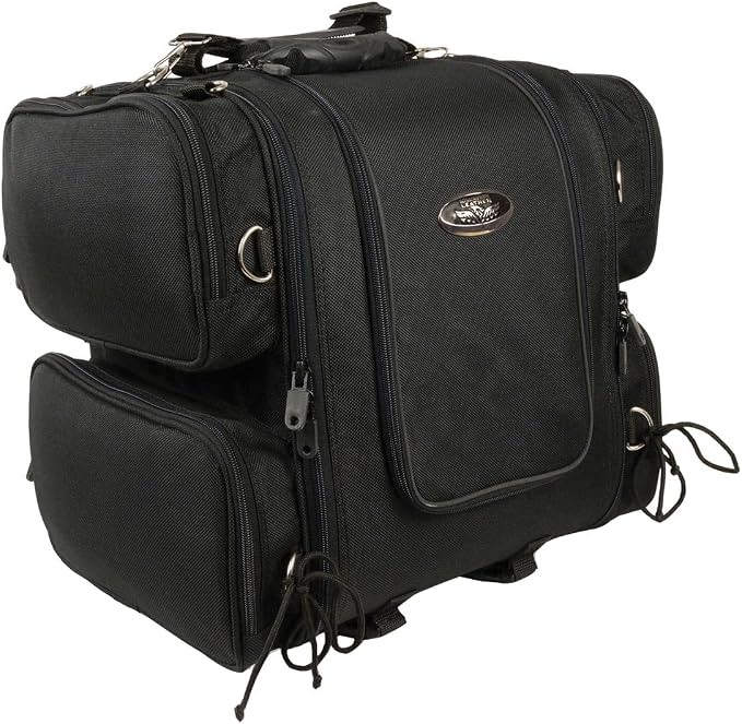 Milwaukee Leather SH681 Medium Black Textile Ultra Touring Motorcycle Sissy Bar Bag - Medium