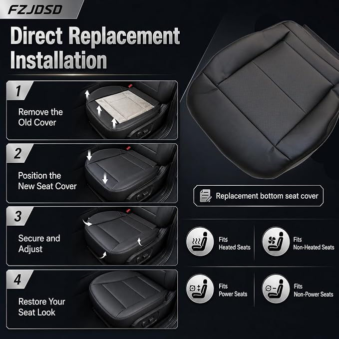 FZJDSD Black Driver Side Bottom & Top Lean Back Perforated Microfiber Leather Replacement Seat Covers Compatible with Mercedes Benz E-Class W212 E200 E250 E300 E350 E550 Sedan Wagon 2010-2016