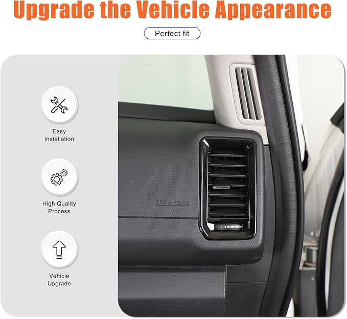 Daeiclru Car Center Console Air Outlet Trim Cover Compatible with Nissan Frontier 2022 2023 2024, ABS Center Console Side Air Outlet AC Vent Protect Cover Frame Accessories (Glossy Black)