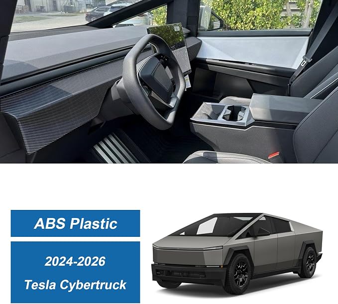 Carbon Fiber Central Control Dashboard Panel Cover Compatible with Tesla Cybertruck 2024-2026