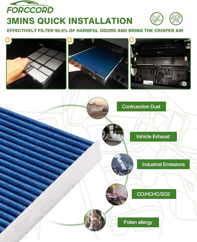 Cabin & Engine Air Filter Fit for Chevrolet Silverado 1500 2019-2026, Chevy Silverado 2019-2026 Carbon Cabin Filter Replacement CF11966 84121217 Car Accessories
