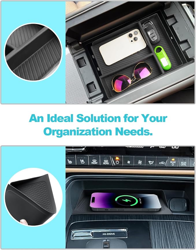 CDEFG Upgraded for 2024 2025 2026 Mazda CX-90 CX-70 Center Console Organizer, 2024 2025 2026 Mazda CX90 CX70 Middle Console Armrest Storage Box CX-90 CX70 Accessories (6PCS)