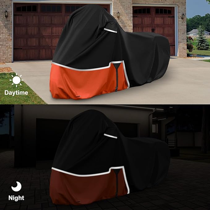 Waterproof Motorcycle Cover Replace for Honda Rebel 300 500 1100 and Shadow 750/ Vtx 1300 /Fury, 420D Oxford Cloth Motorcycle Cover for Snow Rain Dust Protection