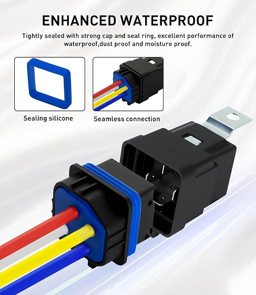 12V Electric Fan Wiring Kit Electric Fan Relay Kit with Thread-in Temperature Probe 185 On 175 Off, Electric Cooling Fan Thermostat Kit, 40 AMP Tinned Copper Waterproof Relay Kit for Cars