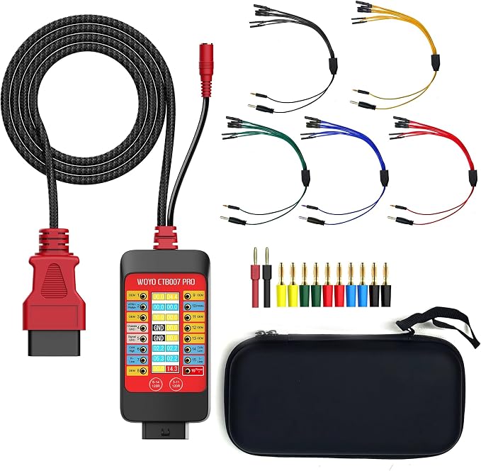 WOYO CTB007 PRO 12V/24V OBD2 Breakout Box with LCD Display 16PIN Vrms, CAN Tester Box with Built-in 120Ω for ECU Testing Tool on Bench, CAN Tester Box, 27.5inch/59inch Extension Cable (150cm/59inch)