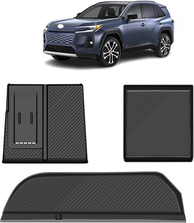 3PCS Center Console &Co-Pilot Front Organizer Tray &Wireless Charging Anti-Slip Compatible with Toyota 2026 RAV 4 XSE GR Sport Hybrid Limited XLE Woodland 2026 RAV4 Interior Accessories