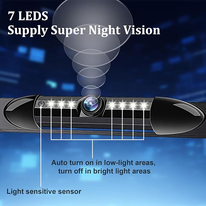 H9 License Plate Backup Camera HD Front Rear View Reverse Camera with 7 LED Night Vision 170 Degree Viewing Angle, Waterproof, for Cars