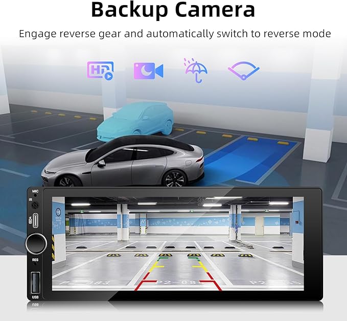【Type-C&USB】 Single-Din-Car-Radio with Wireless-Apple-Carplay & Android-Auto,Carplay Screen for Car,6.86 Inch Touchscreen,Bluetooth Handsfree, Backup Camera, FM Radio