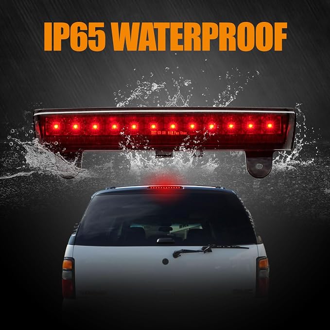 Third 3rd Brake Light, LED High Mount Stop Light Replacement for 2000 2001 2002 2003 2004 2005 2006 Chevy Tahoe Suburban/GMC Yukon XL Denali, Rear Center Cab Roof Tail Lamp (Black)
