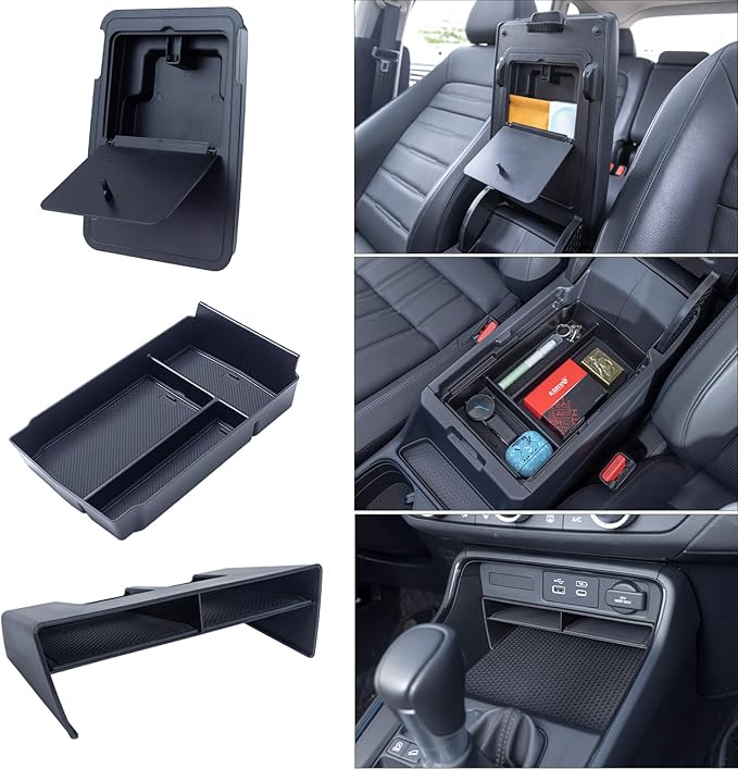 PIMCAR Compatible with 2023 2024 2025 2026 Honda CRV 3PCS Center Console Organizer and CR-V Cup Holder Mat, Door Slot Pad, Coaster Trim, Non-Slip Dust Interior, Custom Rubber Decoration Insert