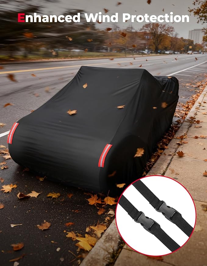 KEMIMOTO Full Cover Compatible with Can-Am Ryker 900/600/Sport/Rally Edition- 210T Polyester w/ 1000mm PU Waterproof Coating /3 Reflective Strips + 2 Windproof Straps, Fits All-Weather