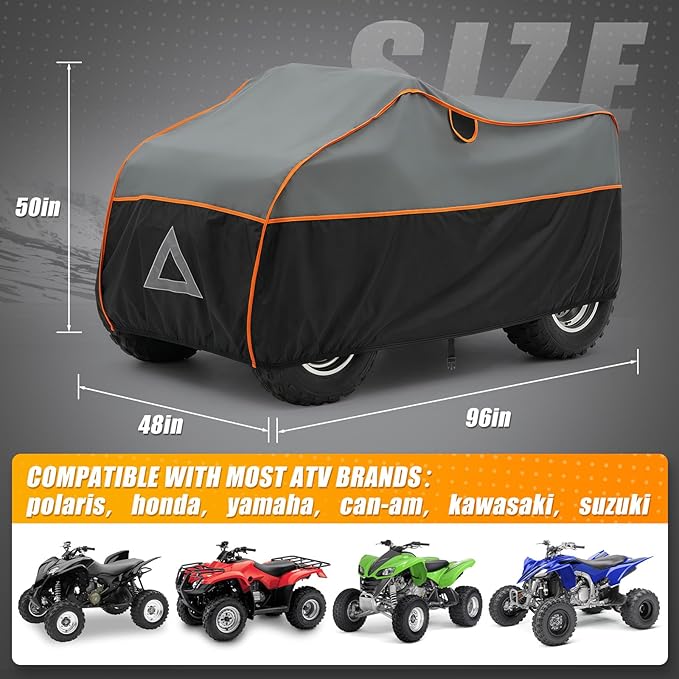 Specialized Hail Protector ATV Cover, Multi-Layered ATV Hail Blankets Protector Cover with 5mm Thick High Density EVA Cushioning Foam Pad and Reflective Stripes, 96(L) x 48(W) x 50(H) in