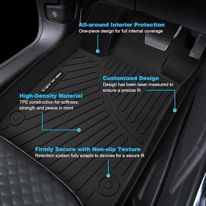 Floor Mats & Trunk Mat & Backrest Mat Custom Fit for 2015-2019 Ford Explorer 7 Seats Cargo Mat All Weather TPE Rubber Protection Waterproof Floor Liners 2015 Ford Explorer Accessories,Black