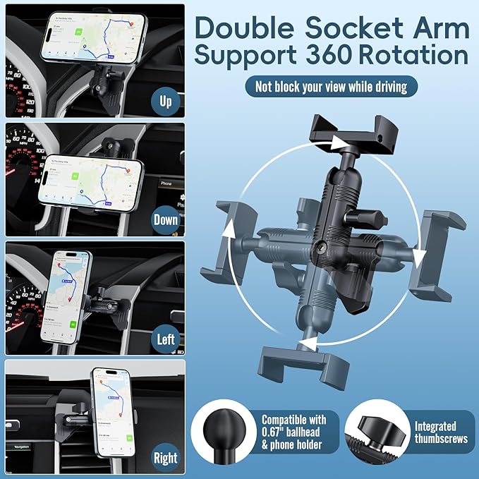 Kaishengyuan Metal Vent Phone Mount Compatible with 2015-2020 Ford F-150, 2017-2021 Super Duty & 2018-2021 Expedition, Car Solid Phone Holder Cellphone Cradles Bracket Stand for All Smartphone
