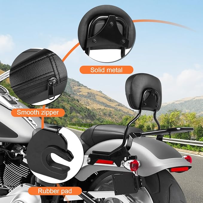 AUFER Rear Passenger Backrest Sissy Bar with Luggage Rack & Docking Hardware Kit Compatible With For 2018-UP Harley Softail Fat Boy FLFB FLFBS Breakout FXBR FXBRS