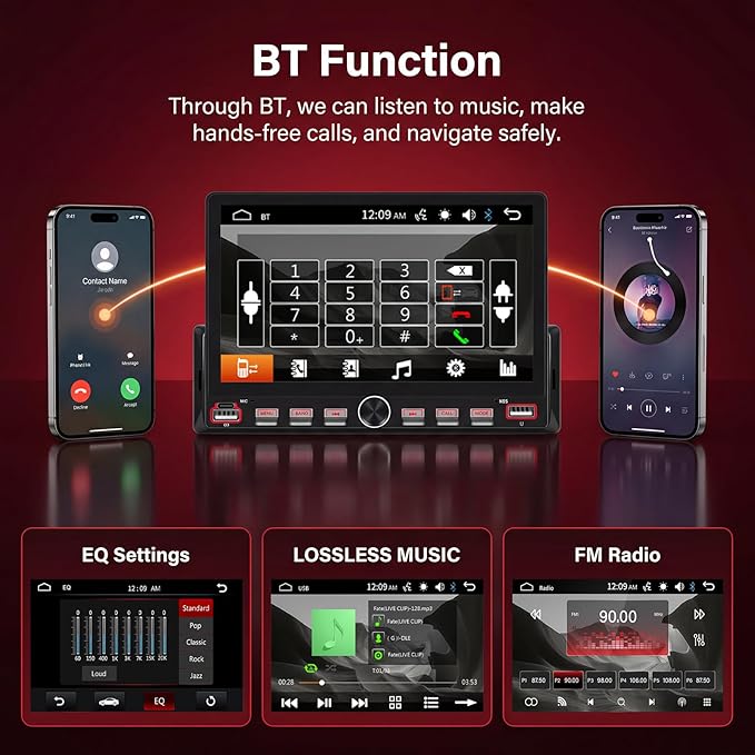 Single Din Car Radio with Bluetooth iOS/Android Mirror Link Share Same Video, 7" IPS Touch Screen Car Radio 1 Din with Piano Keys Support Backup Camera Mirror Link Bluetooth FM USB EQ SWC