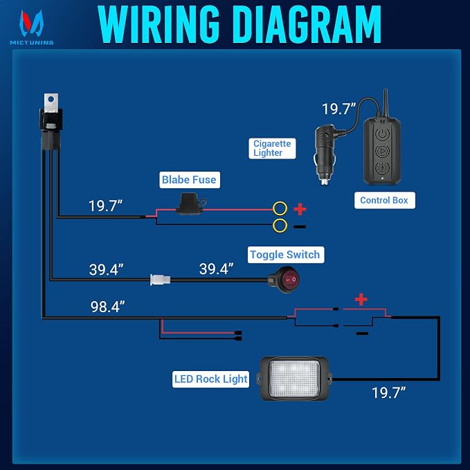 MICTUNING C3 RGBW Rock Lights 12 Pods with Wiring Switch Kit | Expandable to 32 pods, MagicLink APP Control, 160° Wide Beam, IP68 Waterproof Multi-Color Neon Underglow Lights