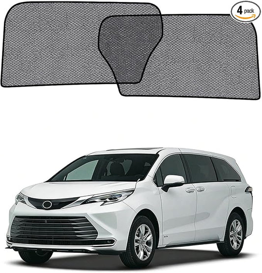 Car Window Shade for Toyota Sienna 2021-2025,2 Pack UV & Glare Protection, Breathable Privacy Screen, Insect & Bug Blocker Magnetic Mesh Side Rear Sun Shades for Baby Camping, Napping & Travel