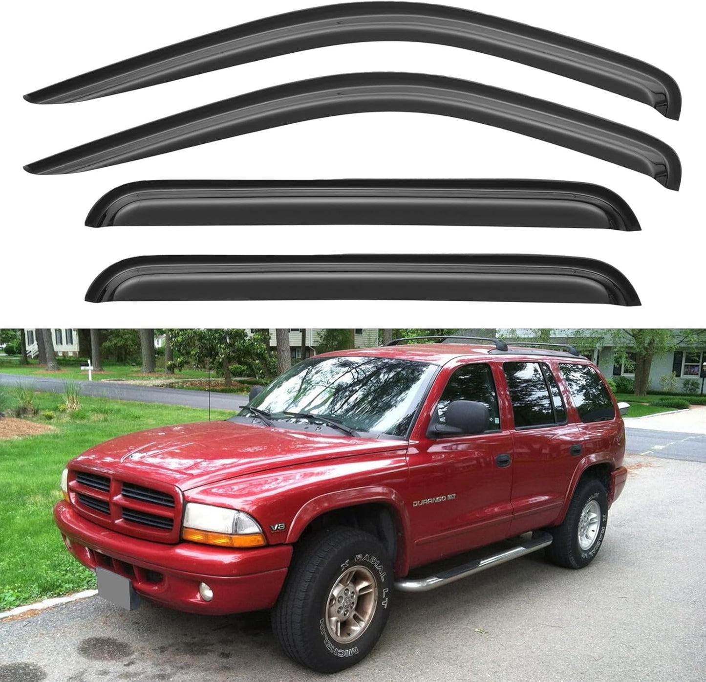 Window Visors Rain Guards Shield for 1998-2003 Dodge Durango, Out-Channel Window Vent Wind Deflectors Visors Shades for 98-03 Durango