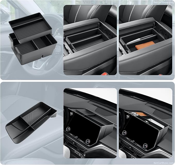 BIBIBO 3Packs for 2025 2026 Lexus TX350 Center Console Organizer 2024 2025-2026 Lexus TX350 Console Tray (Double Layer) +Behind Screen Tray (14" Touchscreen) 2026 TX Console Insert Tray